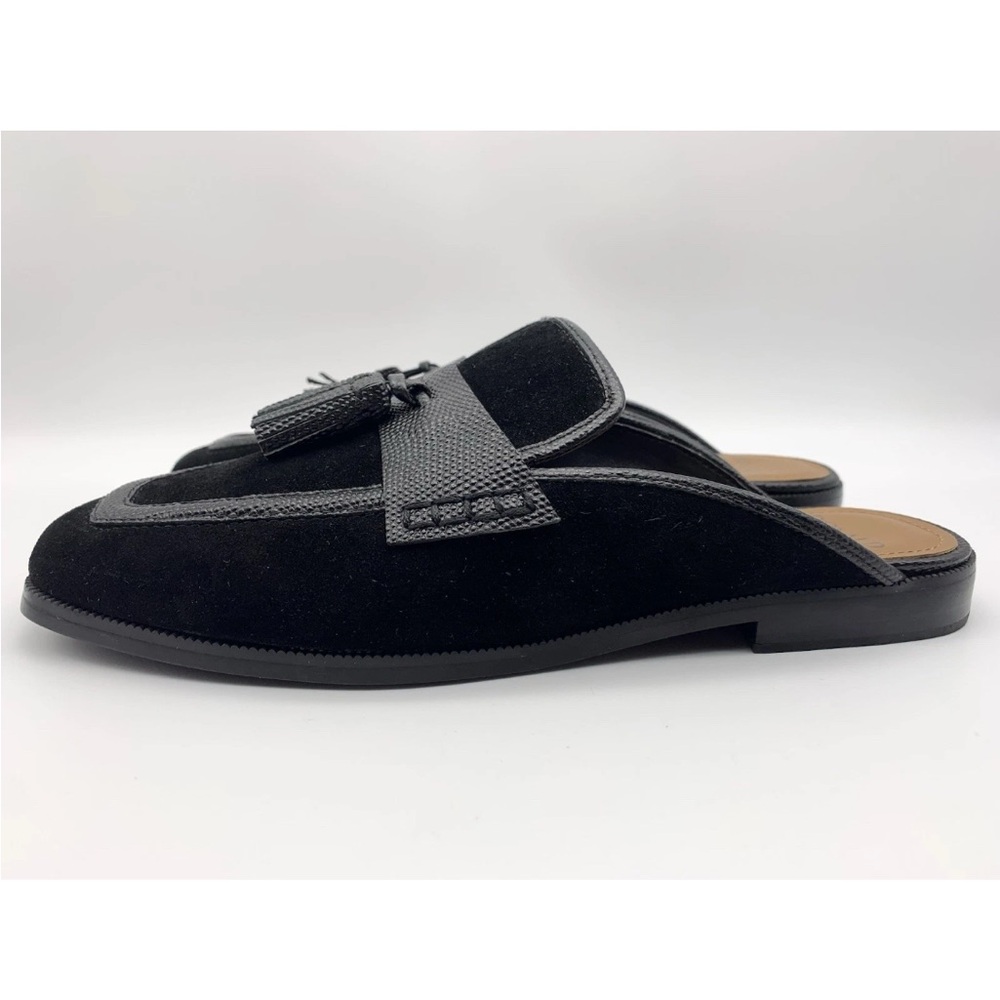 Donald Pliner Bryant Suede Tassel Slip On Flats Mules Black Size 8